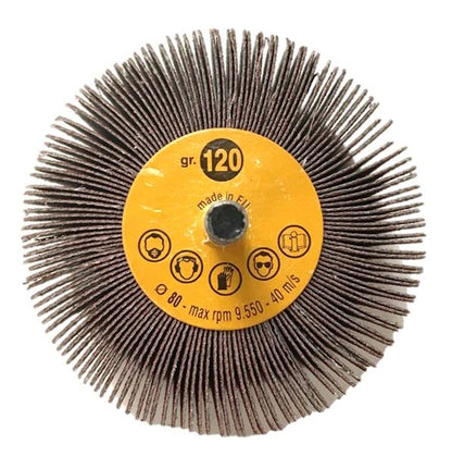 Mounted Flap Wheel, 1/4" Shank 3 x 2 x 1/4" 120G