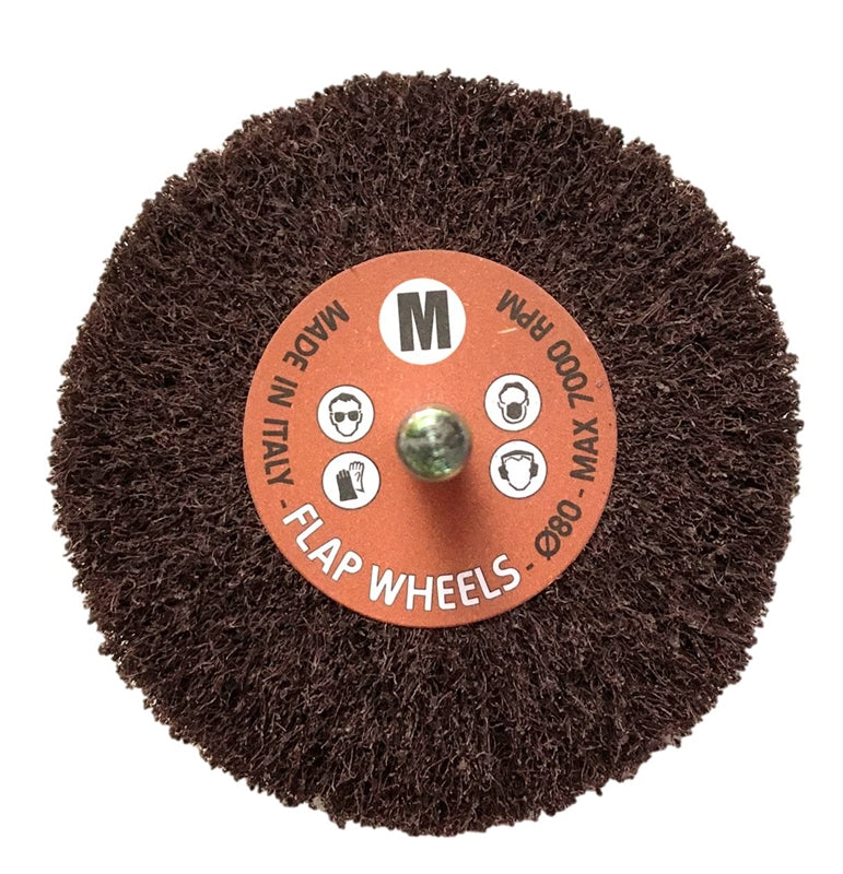 Non-woven Flap Wheel, 1/4" Shaft 3 x 2 x 1/4" A/O Medium